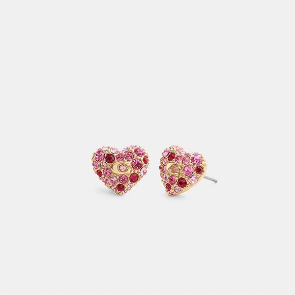 NWT Coach Pavé Heart Stud Earrings with dust bag - Picture 7 of 8